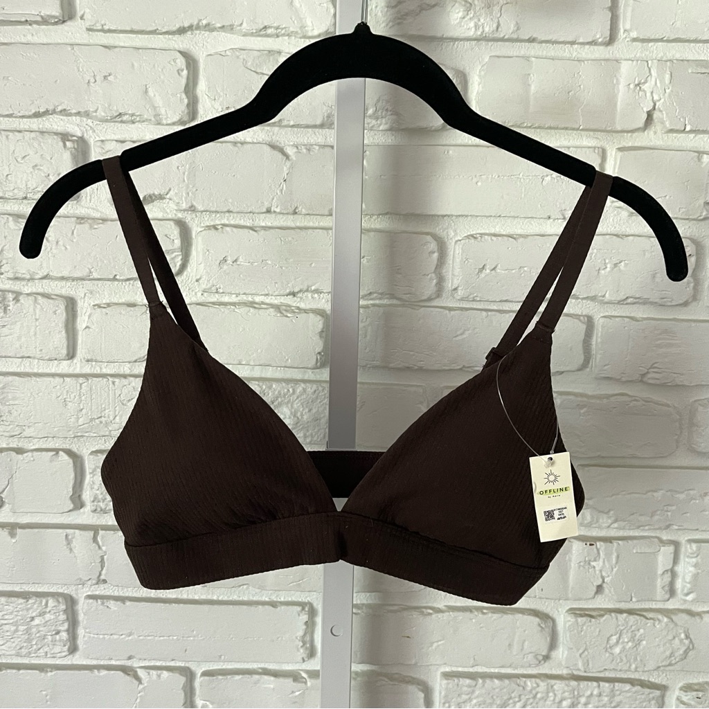 Aerie Ribbed Triangle Bralette Nwt Brown Size S